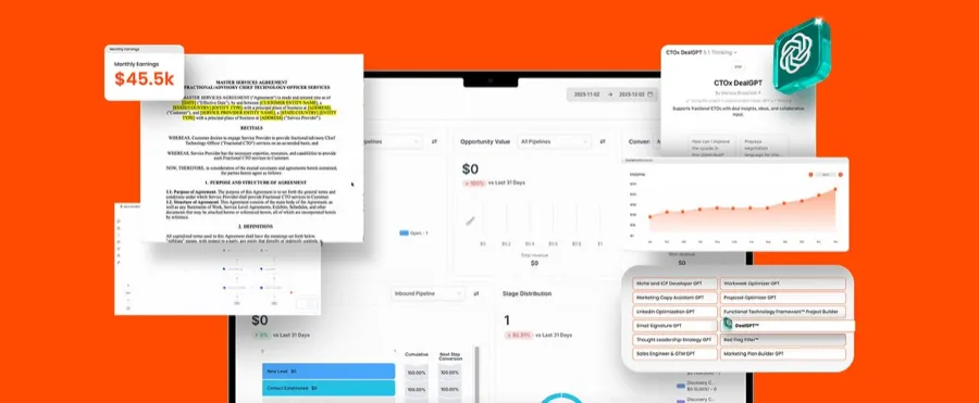 CTOx CRM, contracts, earnings dashboard and DealGPT